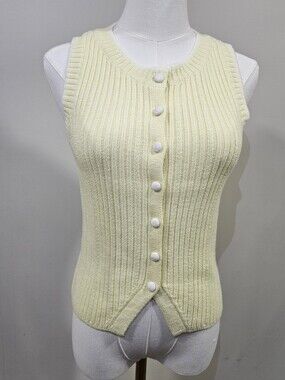 Song of Style By Aimee Song Ribbed Sweater Vest Yellow Size S NWOT